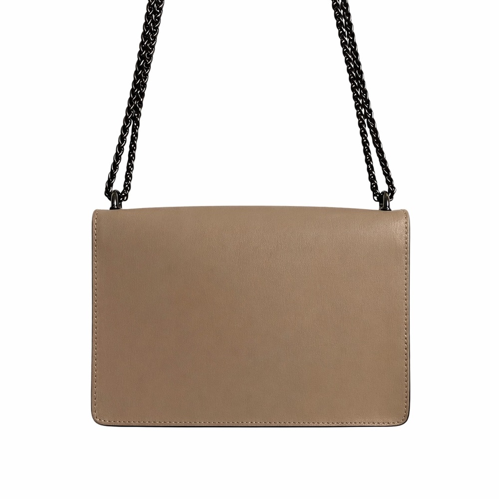 Marina Galanty Tan Crossbody Bag Crafted in Italy Genuine Leather Chain Strap - Picture 3 of 8